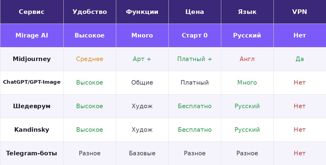 Сравнение нейросетей