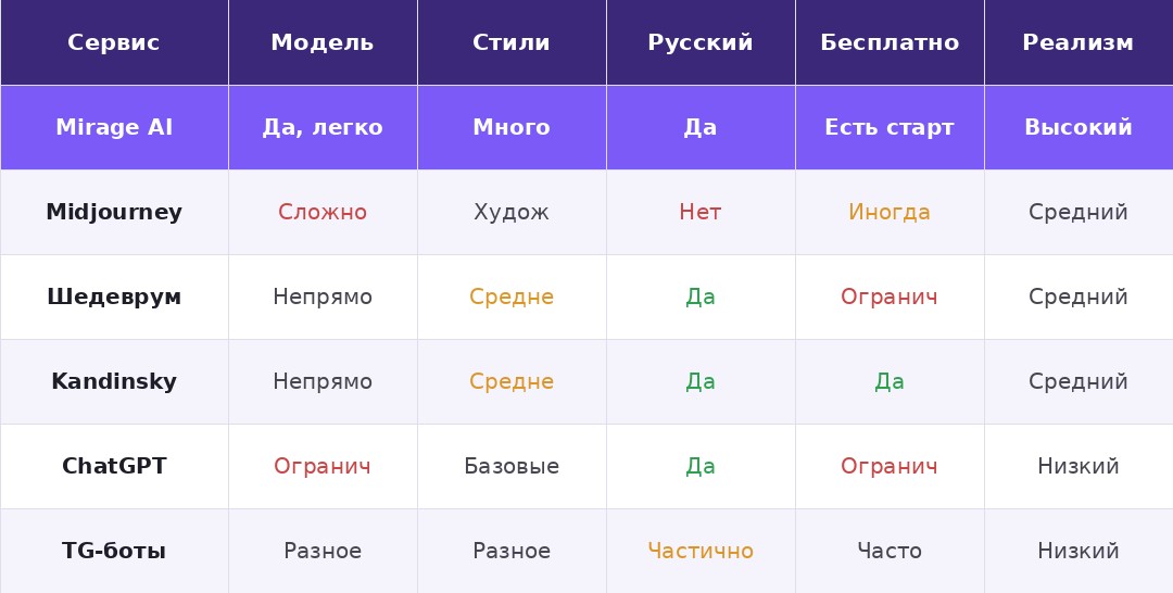 Сравнение нейросетей